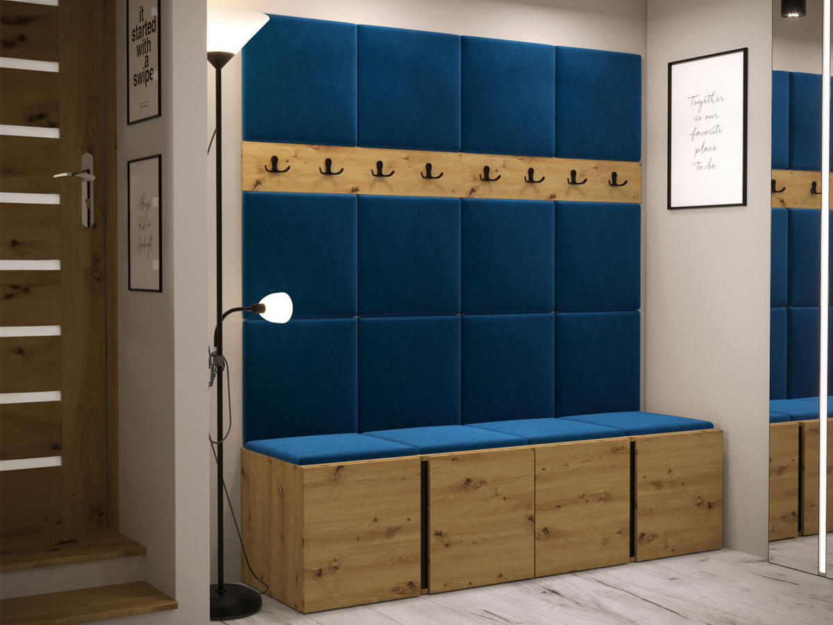 GARDEROBEN-SET Orion V - Blau/Eiche Artisan, Holzwerkstoff/Kunststoff (168/186/46cm) - MIRJAN24