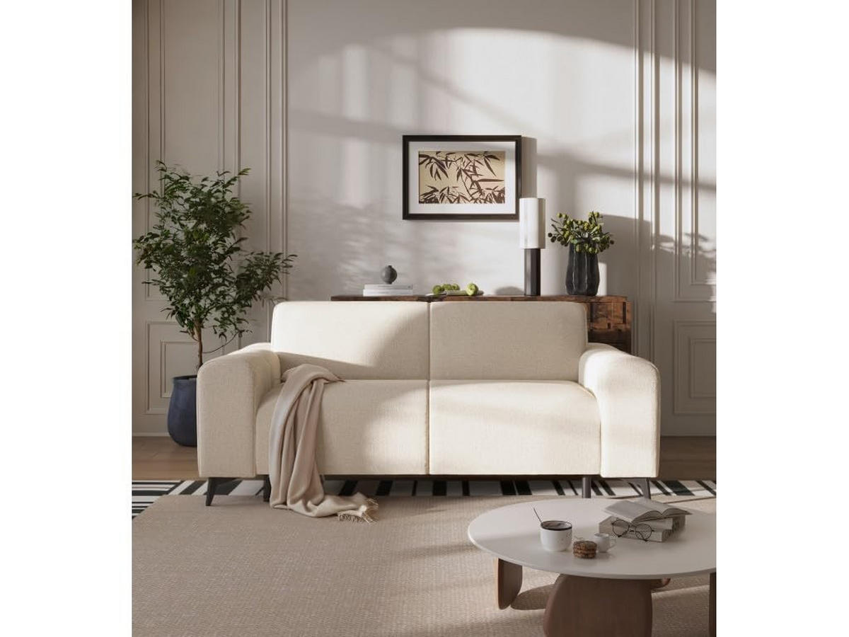 SOFA mit Schlaffunktion LIVIGNO, 225x82x105 cm, Schlafsofa mit Italienischem Ausklappsystem, Beige - Beige, Holz/Textil (225/82/105cm) - Trada