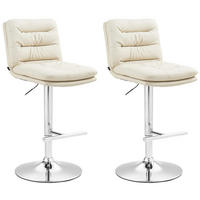 BARHOCKER 2er Set Diamant Kunstleder chrom creme - Chromfarben/Naturfarben, Kunststoff/Metall (42/116/56cm) - TPFLiving