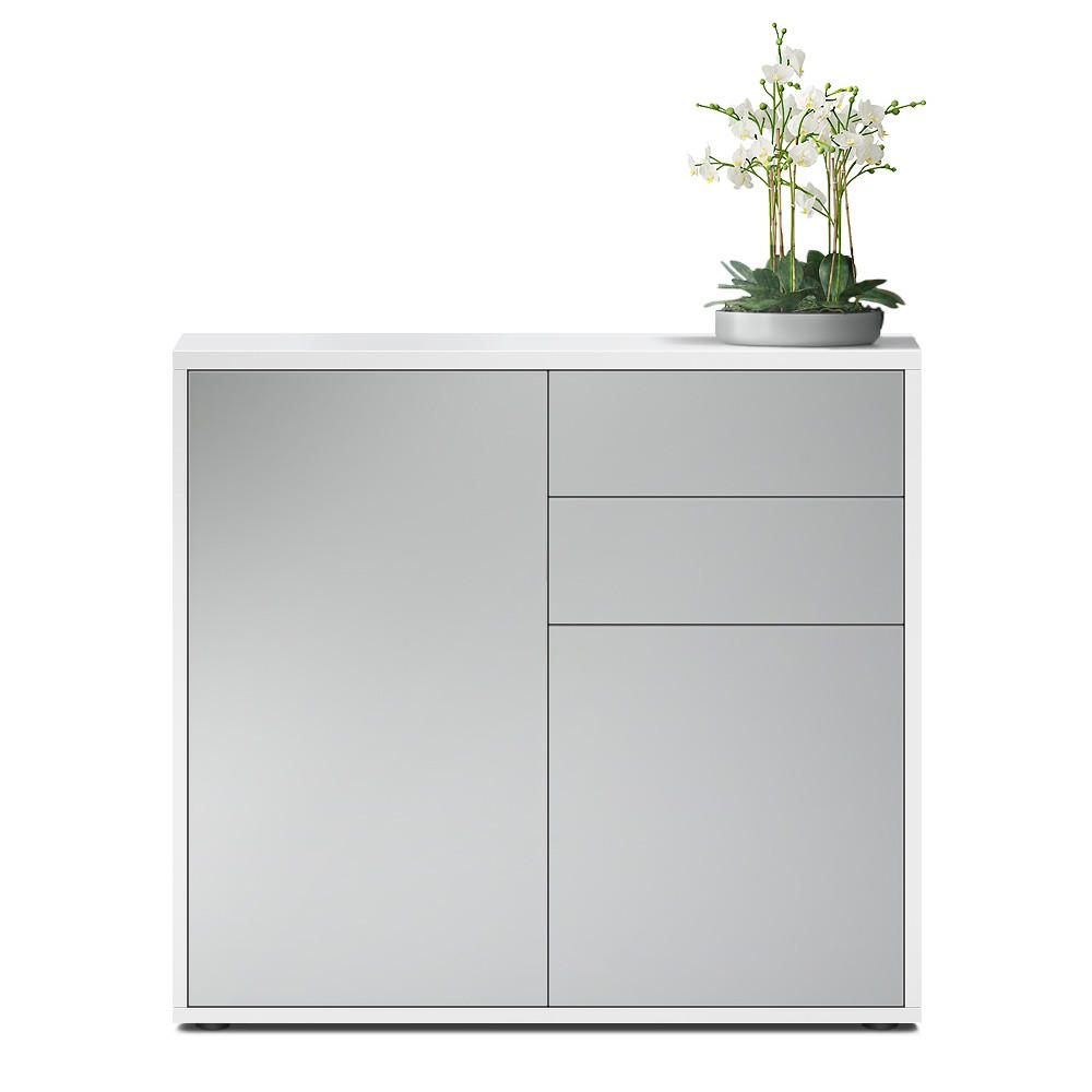 KOMMODE Ben Front in Hellgrau Seidenmatt - Greige, Holzwerkstoff (79/74/36cm) - Vladon