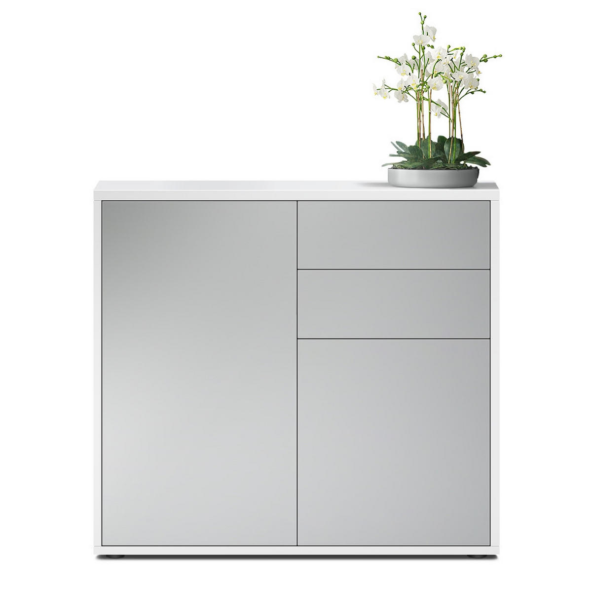 KOMMODE Ben Front in Hellgrau Seidenmatt - Greige, Holzwerkstoff (79/74/36cm) - Vladon