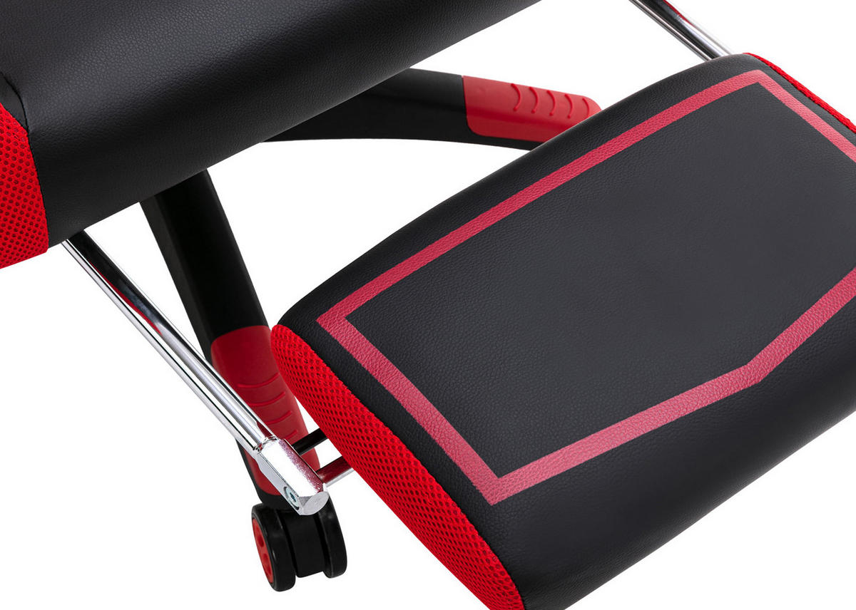 BÜROSTUHL Nexil Kunstleder schwarz/rot - Schwarz, Metall (69/127/70.5cm) - TPFLiving