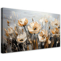 LEINWANDBILD Beige Blumen auf der Wiese 80x40cm - Beige, Textil (80/40cm) - Feeby
