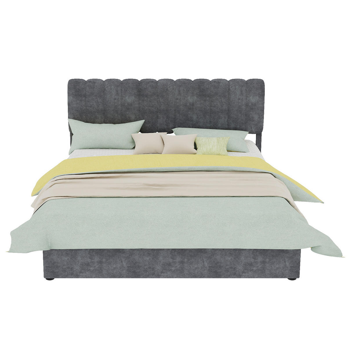 POLSTERBETT mit Samtbezug modernes Design Grau 160x200 cm Metall - Grau, Metall (160/200cm) - SONNENH
