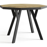 ESSTISCH Desmond achteckiger ausziehbarer, Wotan Eiche 100-150/100/76 cm - Eiche Wotan/Schwarz, Holz/Holzwerkstoff (100/150/76cm) - WFL GROUP