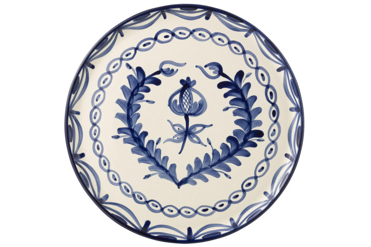 TELLER GRANADA PATTERN - Töpferei - Blau - Multicolor, Keramik (34cm) - J-Line