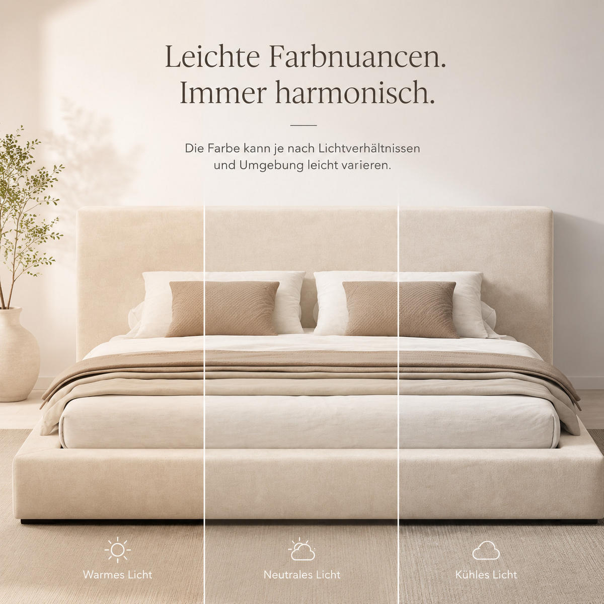 POLSTERBETT 180/200 mit gepolstertem Kopfteil, Lattenrost und Chenille-Bezug in Beige - Beige, Holzwerkstoff/Textil (180/200cm) - EVRYAE