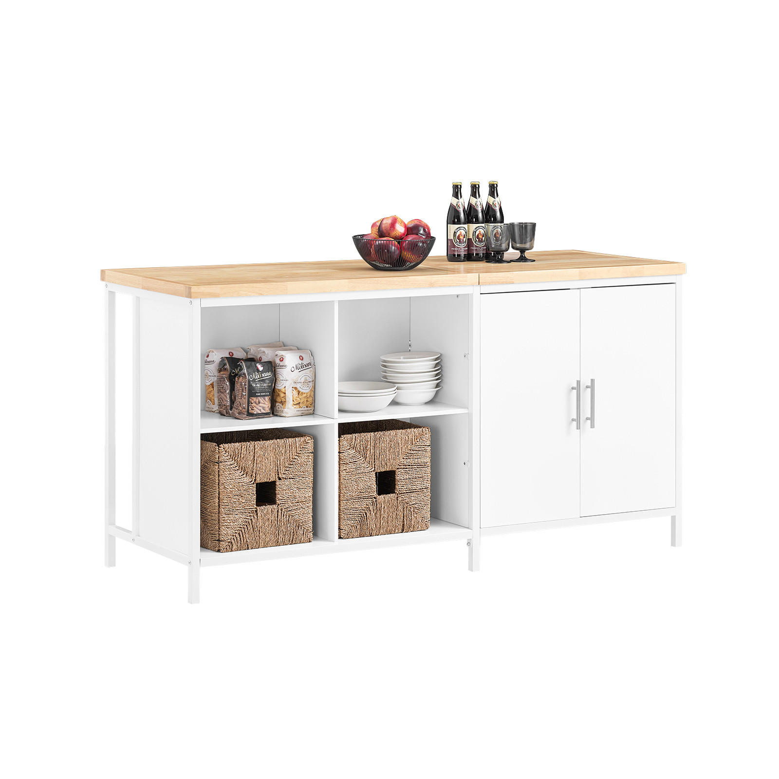 KÜCHENINSEL Weiß-Natur - Weiß/Naturfarben, Holz/Holzwerkstoff (170/89/60cm) - SoBuy