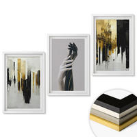 WANDBILDER 3er-Set - 40x60 cm Weißer Rahmen - Abstrakte handgemalte Muster - Weiß, Kunststoff (40/60cm) - ArtPrintCave