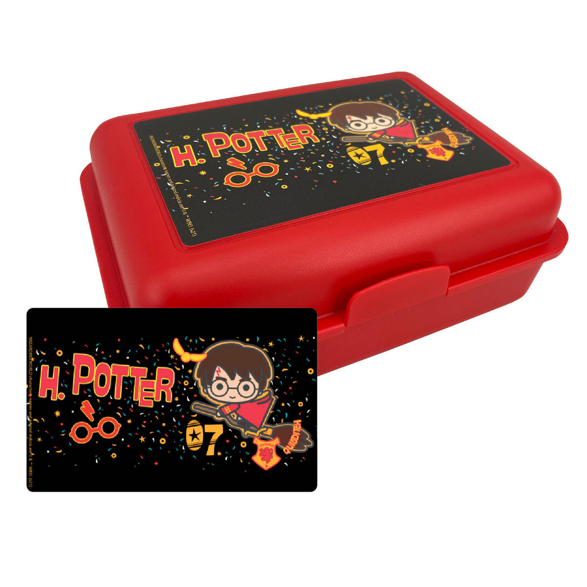 BROTDOSE Harry Potter Quidditch Rot 17,5 x 12,8 x 6,9 cm - Rot, Kunststoff (17.5/6.9/12.8cm) - United Labels