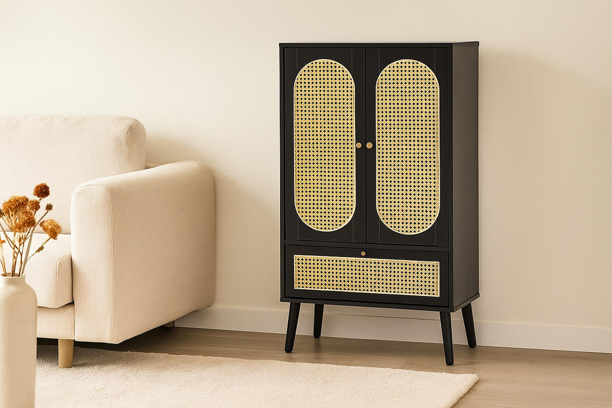 HIGHBOARD Schwarz 60/40/110 cm - Schwarz, Holzwerkstoff (60/110.5/40cm) - Urban Meuble