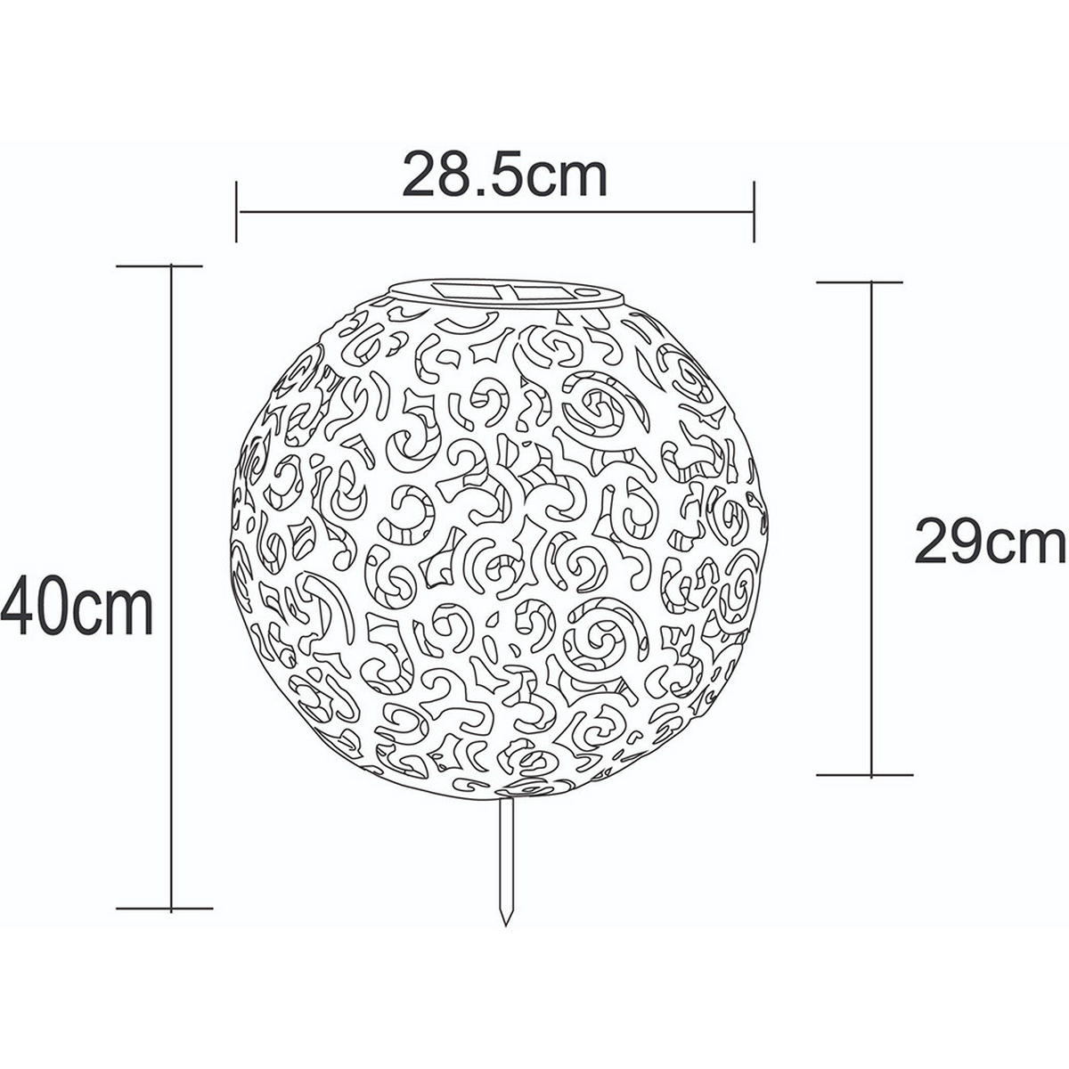 LED AUSSENLEUCHTE Kugel Schwarz - Schwarz, Metall (28.5/28.5/40cm) - Globo Lighting