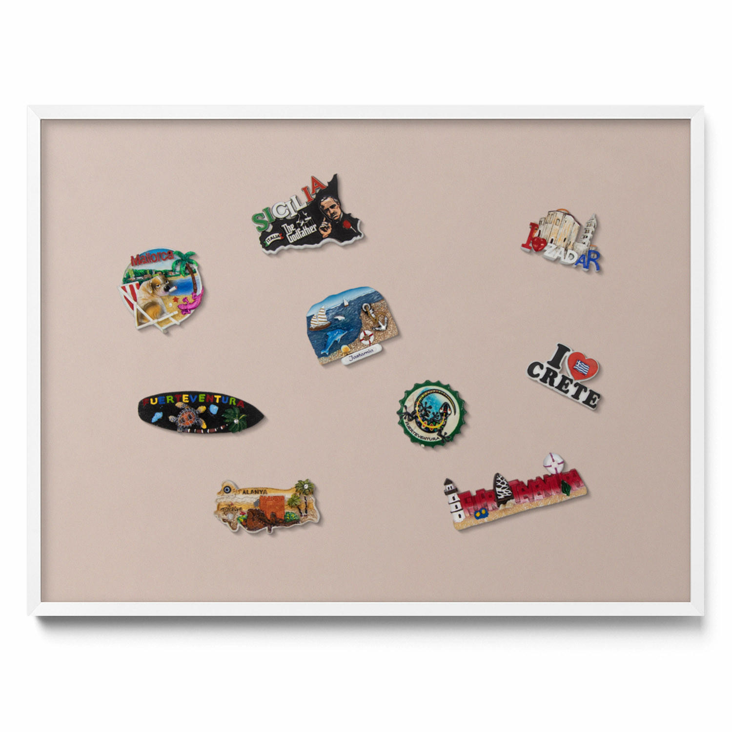 TULUP MAGNETICKÁ TABULE 80x60 cm bílý rám – Pudrově růžovo-béžová barva