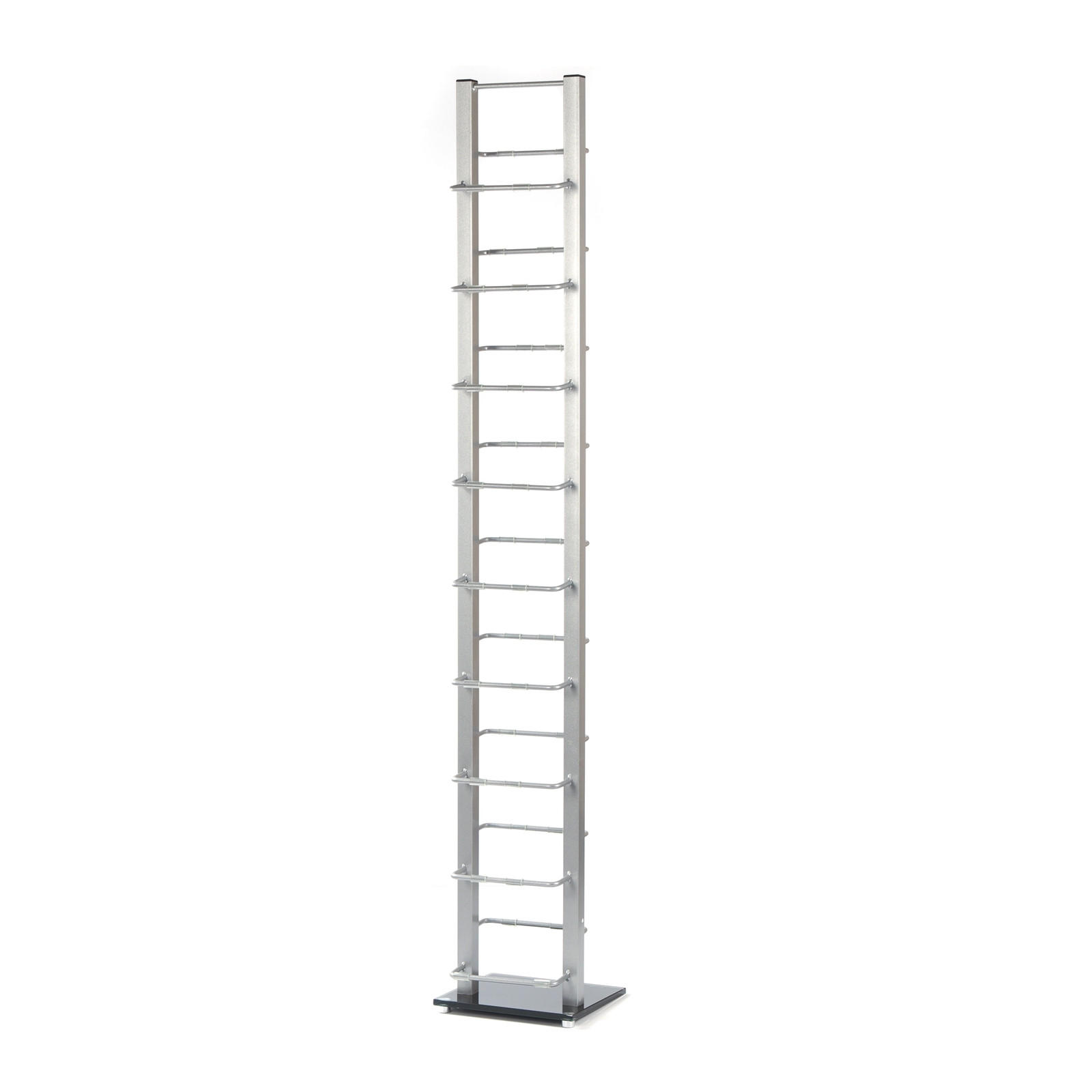 CD STÄNDER LOUNGE TOWER 138 Aluminium / Glas, für 126 CDs silberfarben - Silberfarben, Metall (20/138/12cm) - DESIGN DELIGHTS