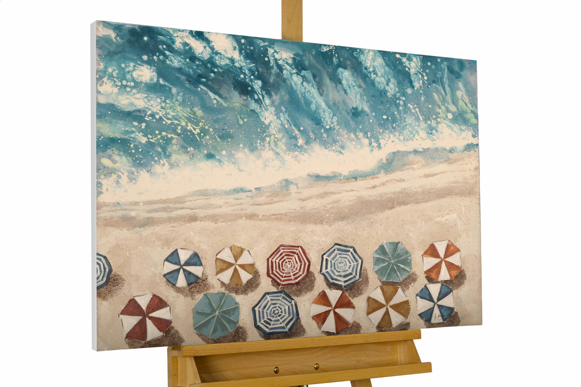 ACRYLBILD HANDGEMALT 100/75 cm - Blau, Holz/Textil (2/75cm) - KUNSTLOFT
