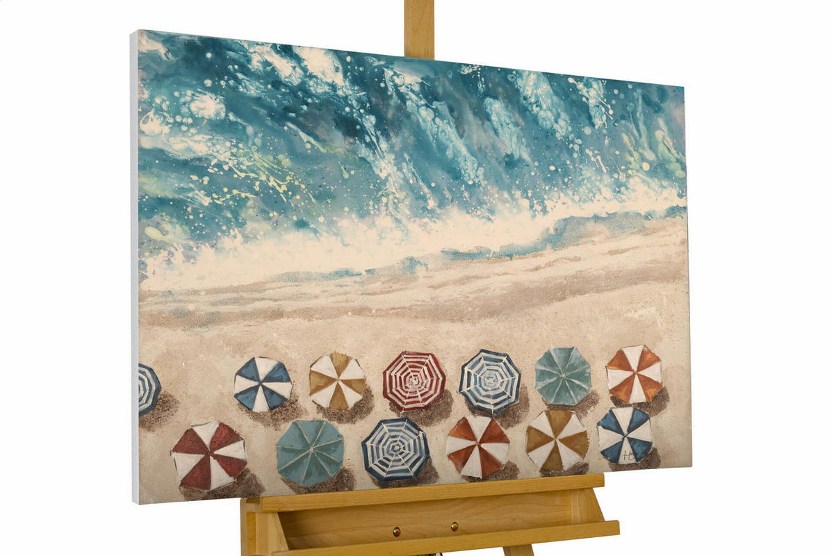 ACRYLBILD HANDGEMALT 100/75 cm - Blau, Holz/Textil (2/75cm) - KUNSTLOFT
