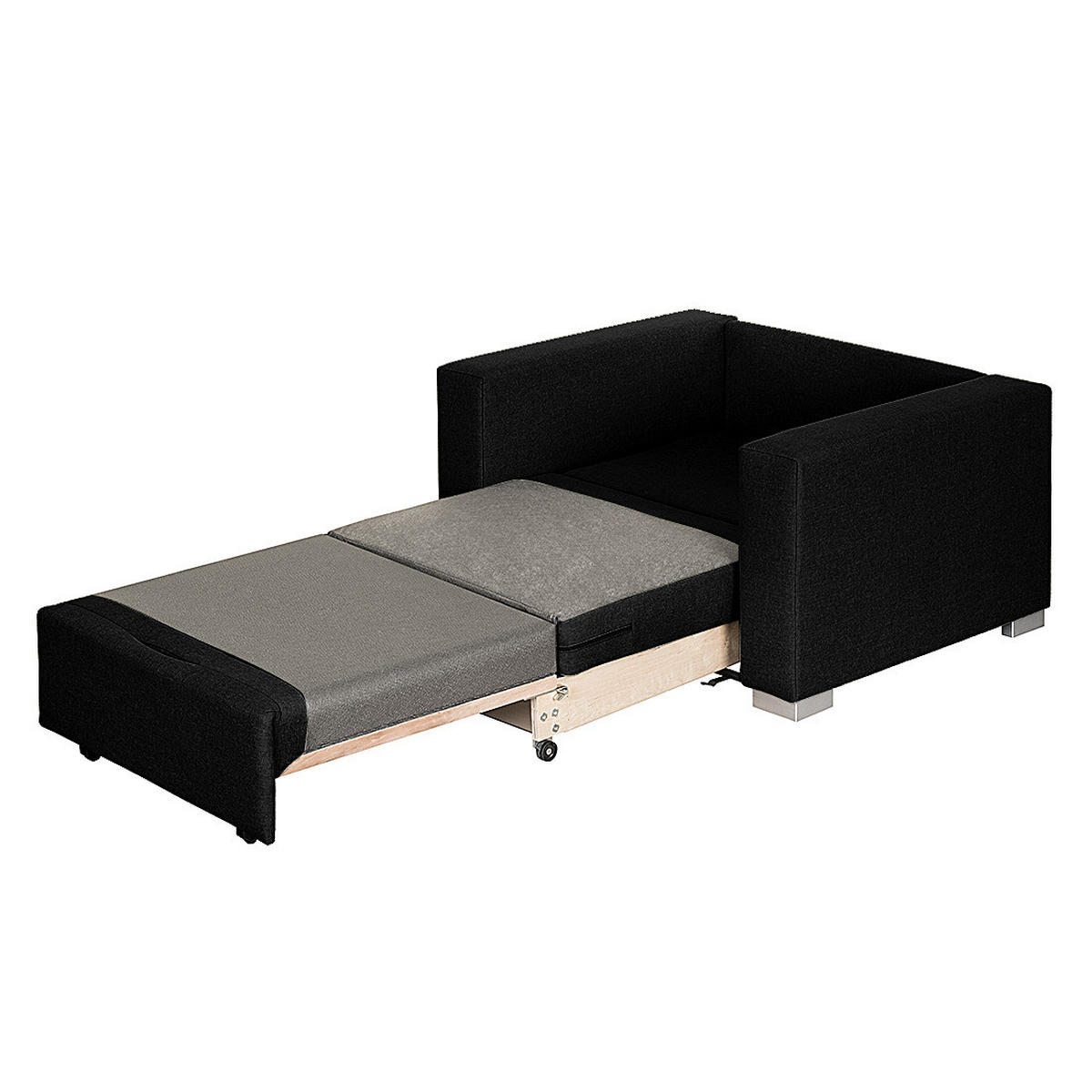 SCHLAFSESSEL - Silberfarben/Schwarz, Textil (110/90/90cm) - home24