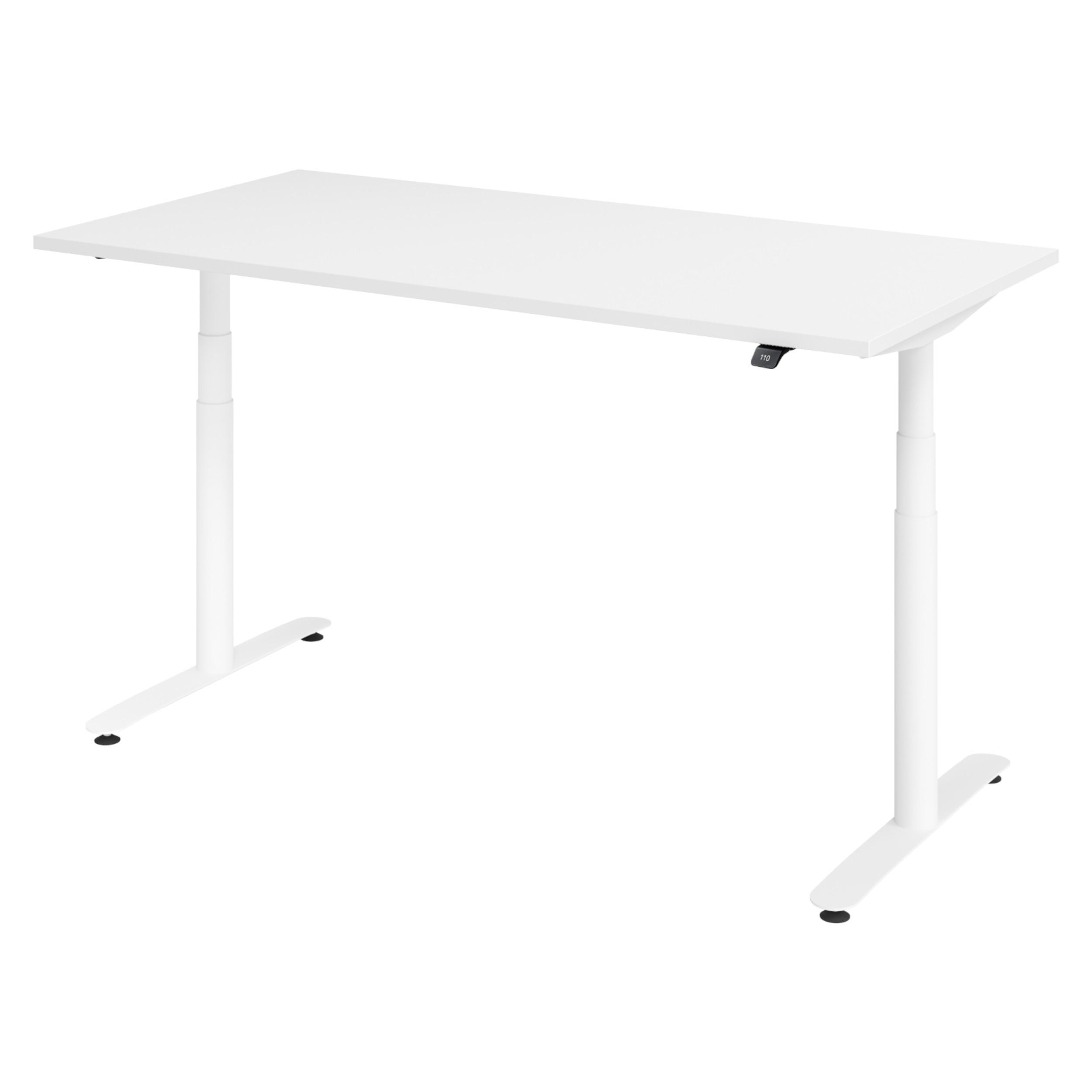 SCHREIBTISCH elektrisch Bluetooth & App XDLR 160/80/72 cm in Weiß/Weiß - Weiß, Holzwerkstoff (160/80/72cm) - bümö