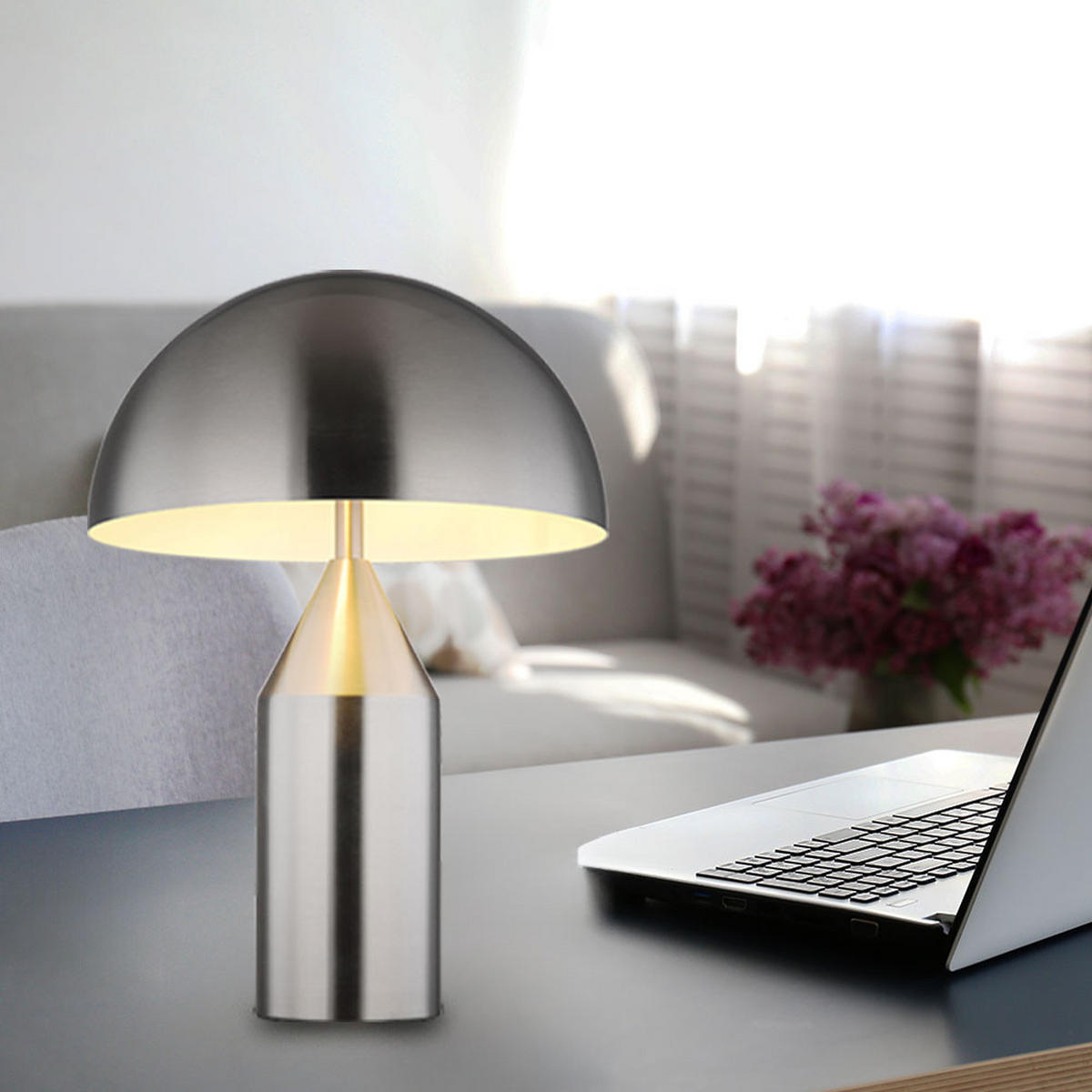 LED TISCHLEUCHTE Metall Silber Nickel - Silberfarben, Glas (28/28/39cm) - Globo Lighting