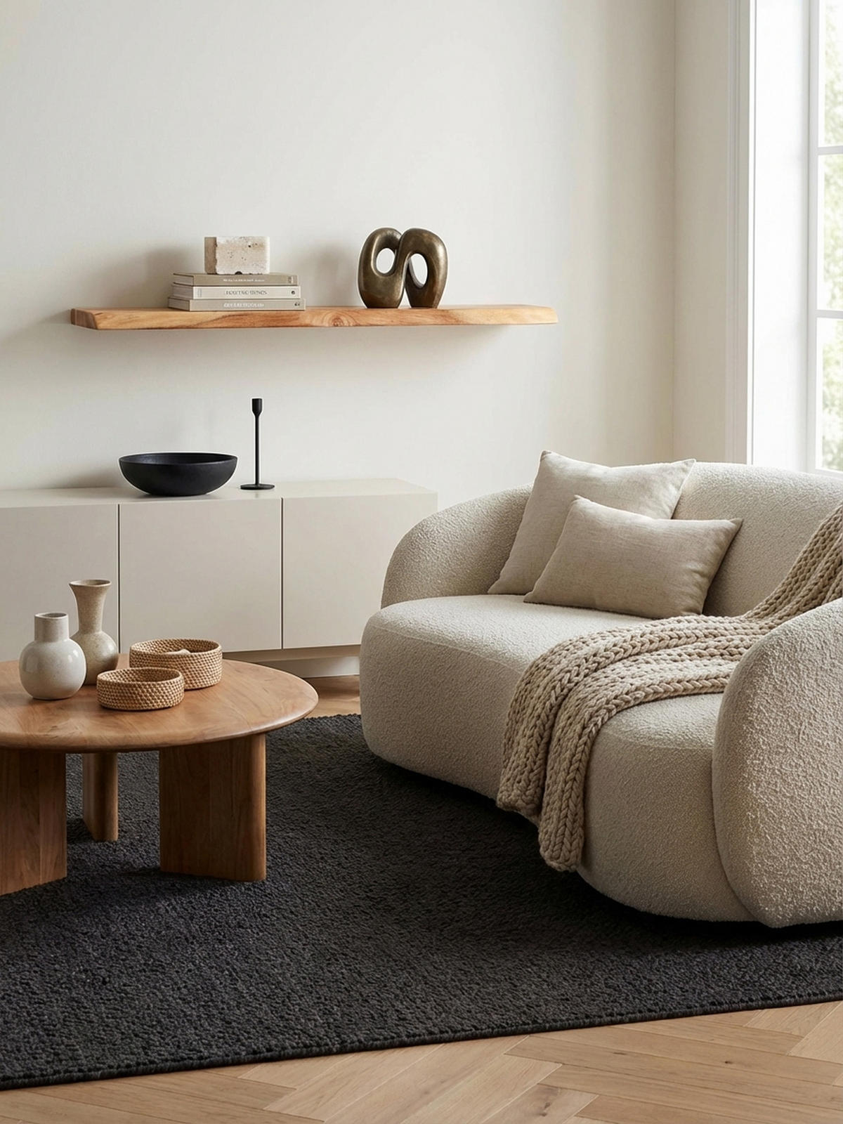 WANDREGAL Akazienholz Baumkante Rustikal, Beige 115x25x4 cm - Beige, Holz (115/4/25cm) - KADIMA DESIGN