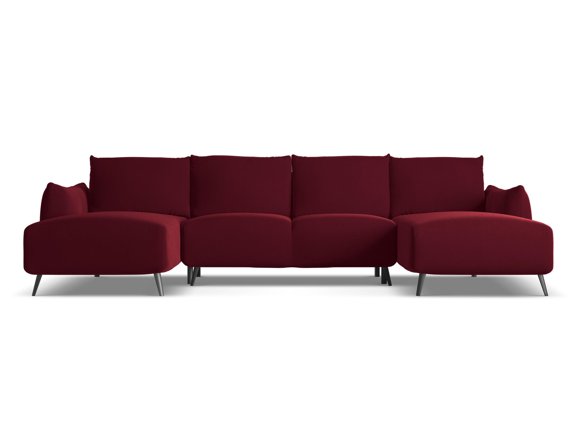 WOHNLANDSCHAFT Samt Stoff Rot - Bordeaux/Rot, Textil/Metall (317/86/162cm) - Makamii