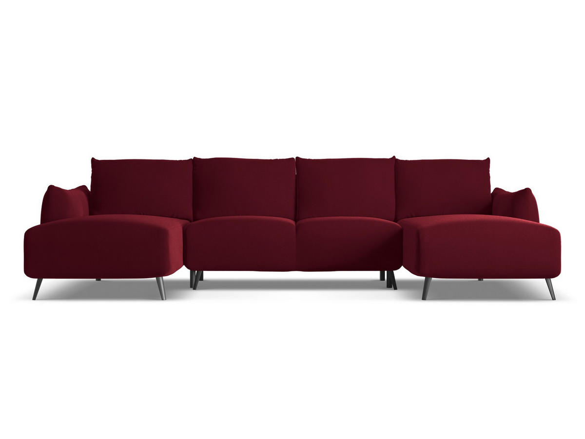 WOHNLANDSCHAFT Samt Stoff Rot - Bordeaux/Rot, Textil/Metall (317/86/162cm) - Makamii