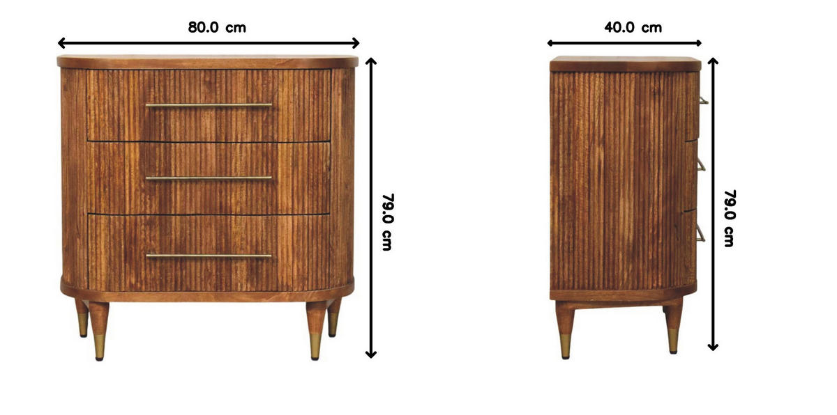 KOMMODE mit Amber-Eichen-Finish, 3 Schubladen, geröstetes Braun - Braun, Holz (80/79/40cm) - Artisan Furniture