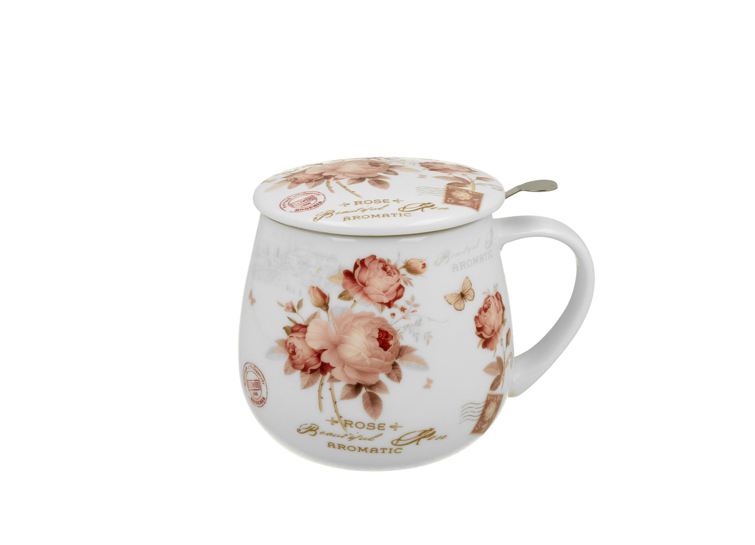 TEETASSE mit Sieb in Fassform SECESJA - Weiß, Keramik (0.43L) - DUO PORCELAIN