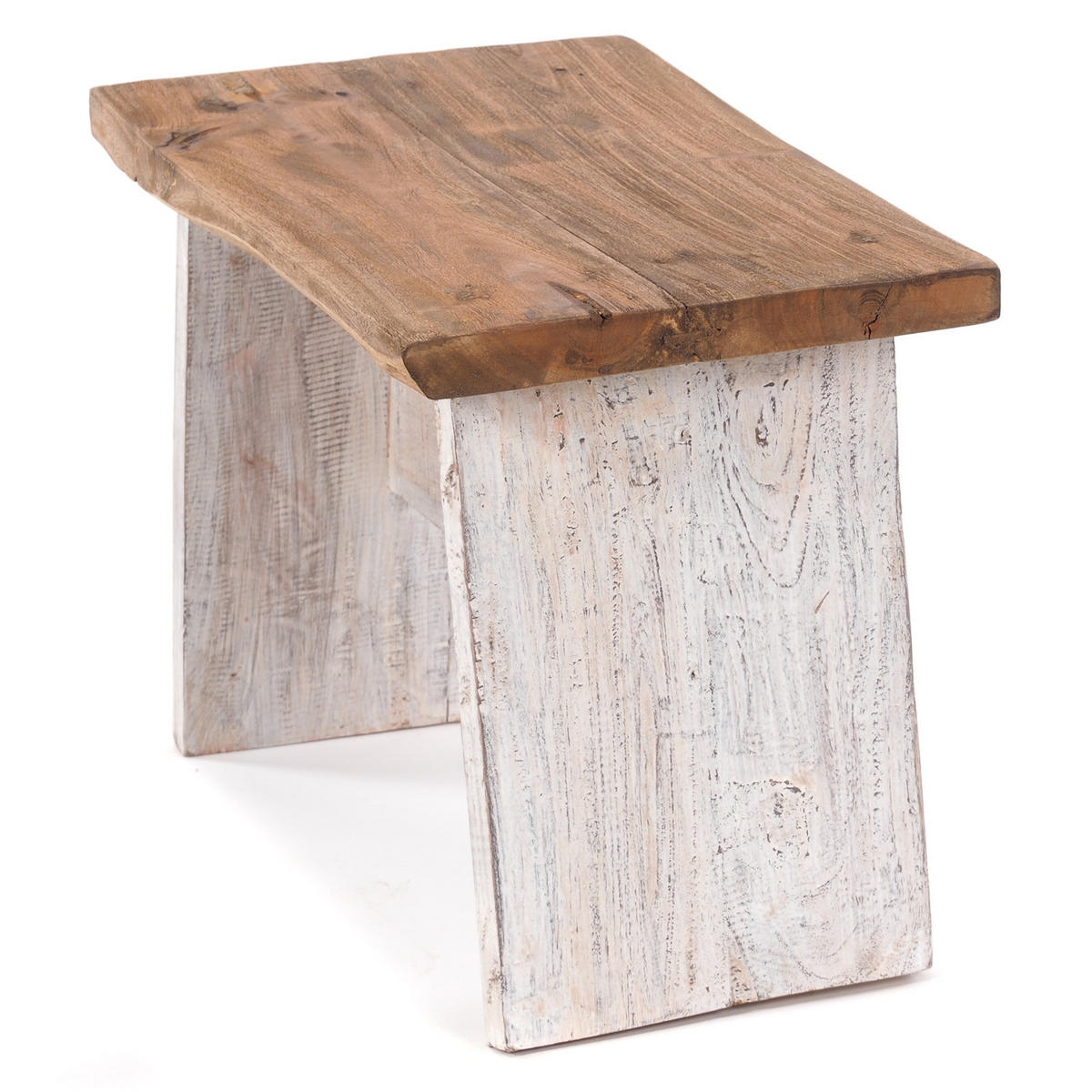 HOCKER SCHEMEL 40 Mahagoni Massivholz 05 weiß-natur - Multicolor, Holz (40/31/25cm) - DESIGN DELIGHTS
