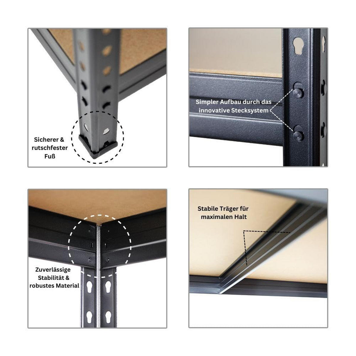 SCHWERLASTREGAL Rivet 2er-Set mit 2x 180x120x45 cm Fachlast 250 kg Schwarz - Schwarz, Metall (240/180/45cm) - PROREGAL