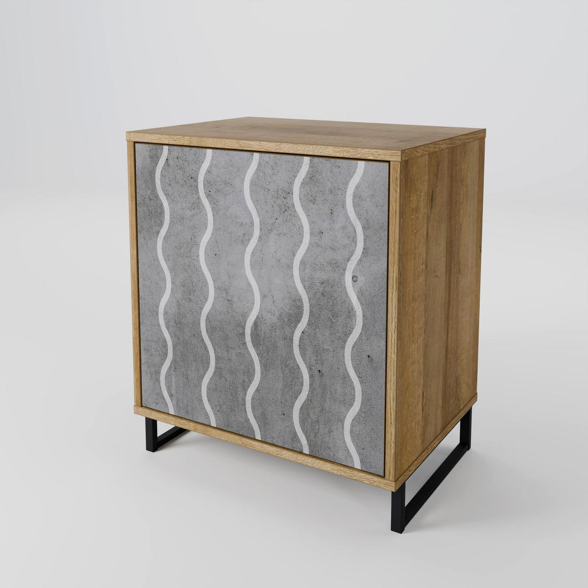 SIDEBOARD WAVES OF CONCRETE, Eichefarben, 57,5x42x57,5 cm, Ohne Füße - Eichefarben/Multicolor, Holzwerkstoff (57.5/57.5/42cm) - SpaceRebels
