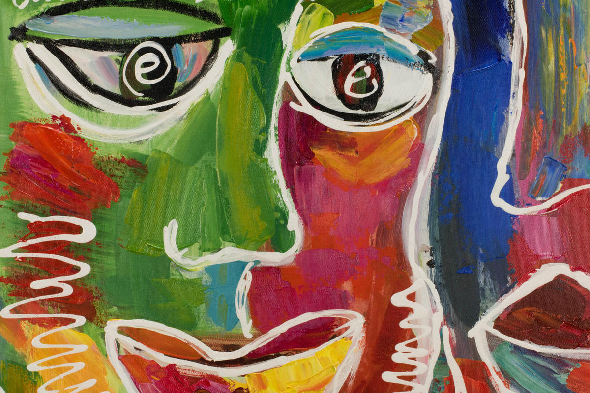 RUČNE MAĽOVANÝ AKRYLOVÝ OBRAZ 80/80 cm, viacfarebný, figurálny motív - viacfarebná, drevo/textil (80/80cm) - KUNSTLOFT