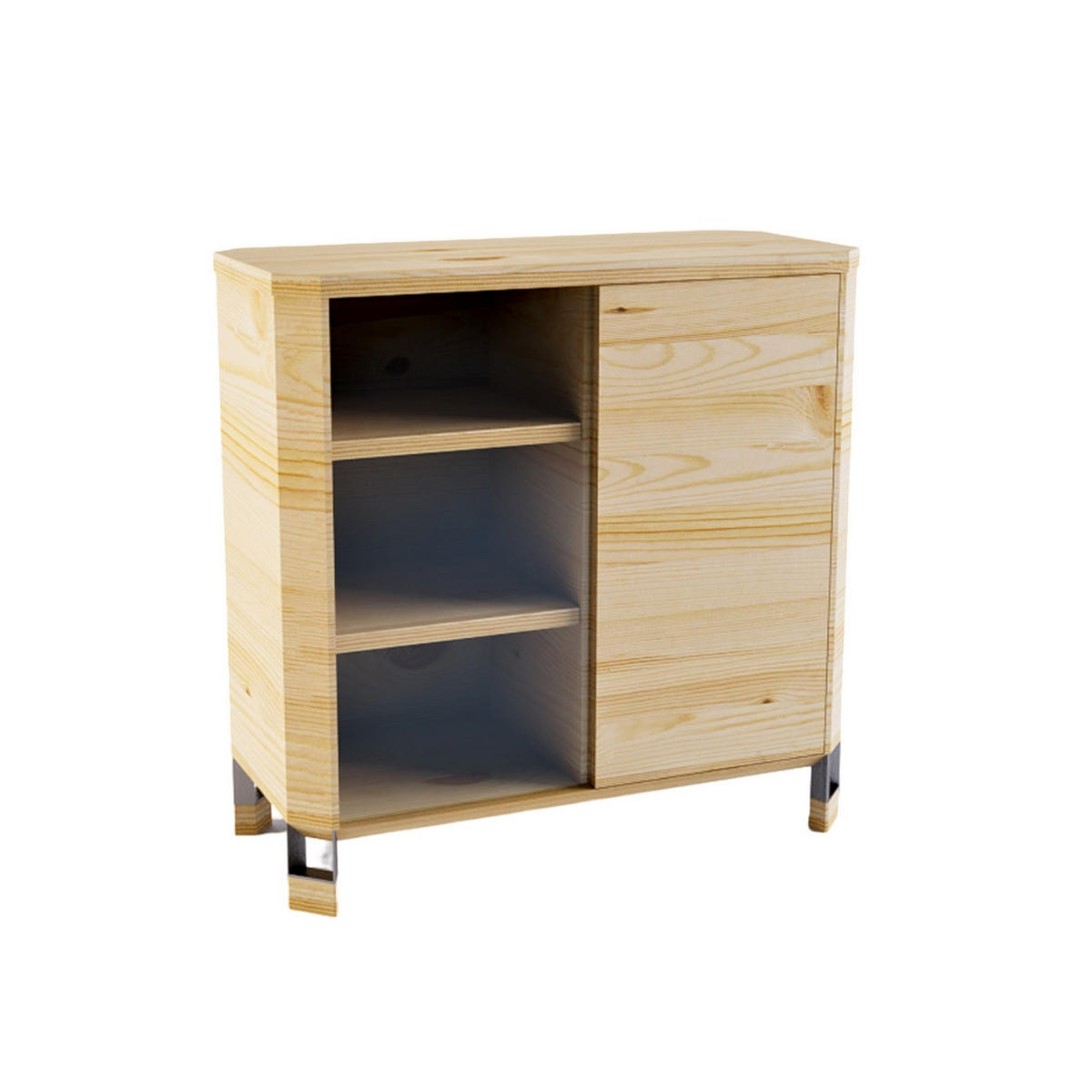 KOMMODE aus gebleichtem Eichenholz & Glas BRISTOL - Eichefarben, Holz (90/90/40cm) - Rawood Furniture