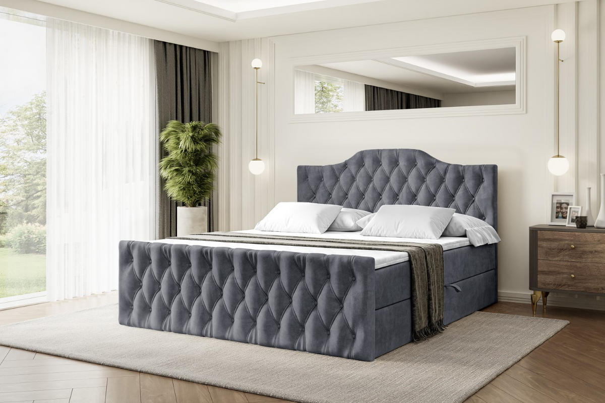 BOXBETT VILA-1-Z - 140x200 cm - H4 - Dunkelgrau - Dunkelgrau, Holzwerkstoff (140/200cm) - ALTDECOR
