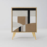 SIDEBOARD DELICATE MEMENTO, Eichefarben, 57,5x42x75,5 cm, Goldfarbene Metallfüße - Eichefarben/Goldfarben, Holzwerkstoff/Metall (57.5/75.5/42cm) - SpaceRebels