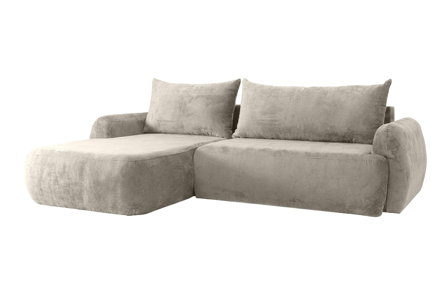 ECKSOFA Mit Schlaffunktion Und Bettkasten, Chenille-Stoff Perfecto, Beige, Links, HELA II - Beige, Holz (280/184cm) - Kaiser Möbel