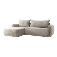 ECKSOFA Mit Schlaffunktion Und Bettkasten, Chenille-Stoff Perfecto, Beige, Links, HELA II - Beige, Holz (280/184cm) - Kaiser Möbel