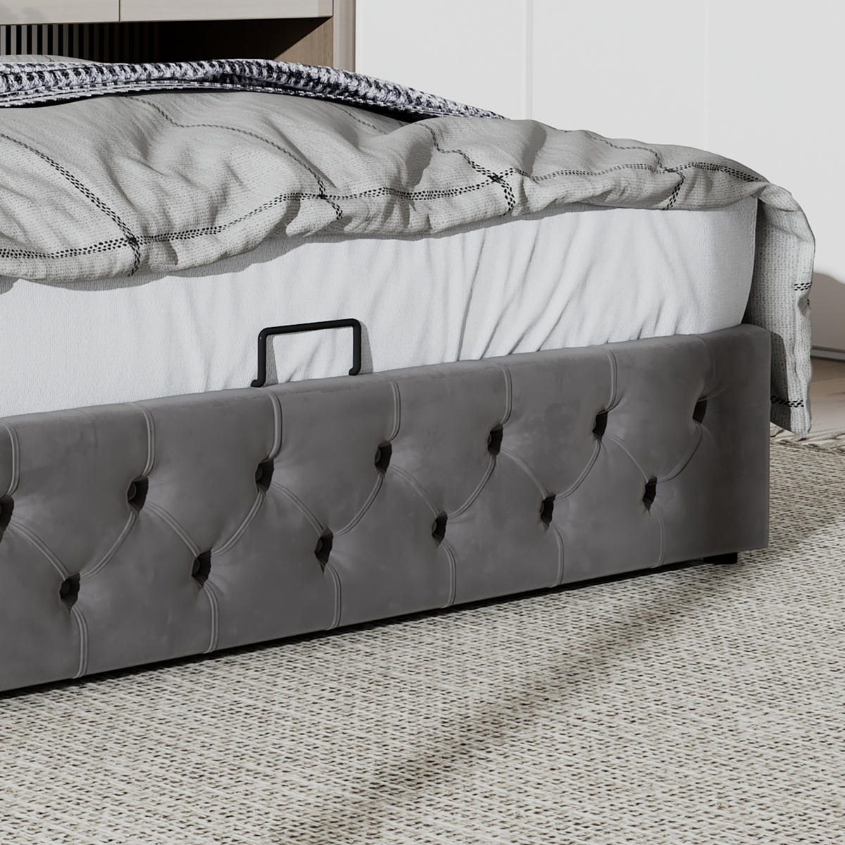 POLSTERBETT mit Bettkasten 140x200 cm Samt Grau - Grau, Metall (140/200cm) - Beauniv