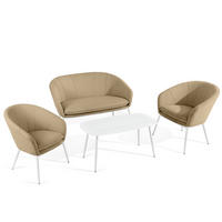 GARTENMÖBELSET SOLIS Gartenlounge-Set, warm beige/weiß - Beige, Textil/Metall - KONSIMO®