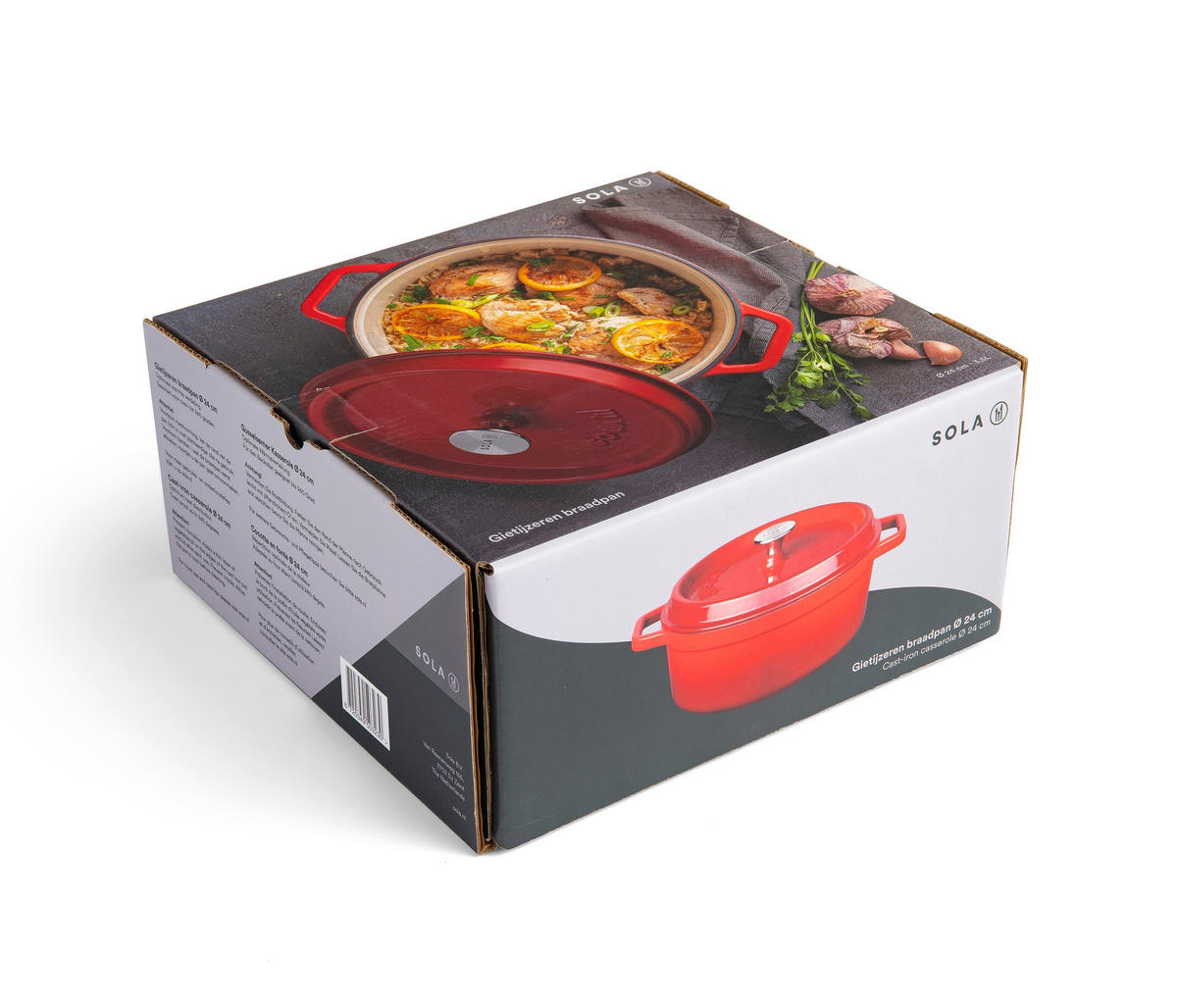 KASSEROLLE Bräter mit Deckel Rot - ø 24 cm / 3.5 liter - Rot, Keramik (24cm) - Sola