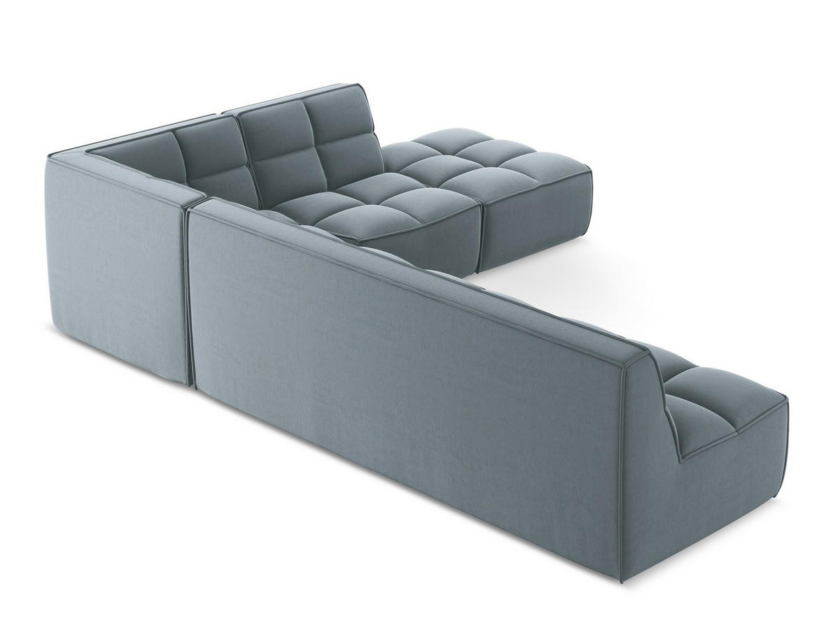 ECKSOFA Beidseitig Samt Stoff Blau - Blau/Schwarz, Kunststoff/Textil (308/258cm) - Makamii