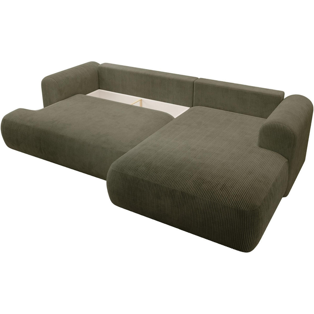 ECKSOFA Ovo Cord mit Cordbezug Olivgrün, rechts - Schwarz/Olivgrün, Textil (165/260cm) - Selsey