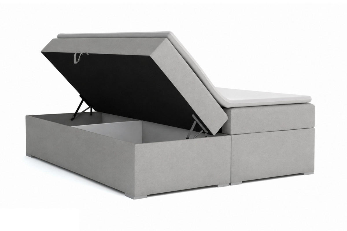 BOXBETT VICTOR 140/200 in Cord Hellgrau H4 - Hellgrau, Holz/Holzwerkstoff (140/200cm) - Deine Möbel 24