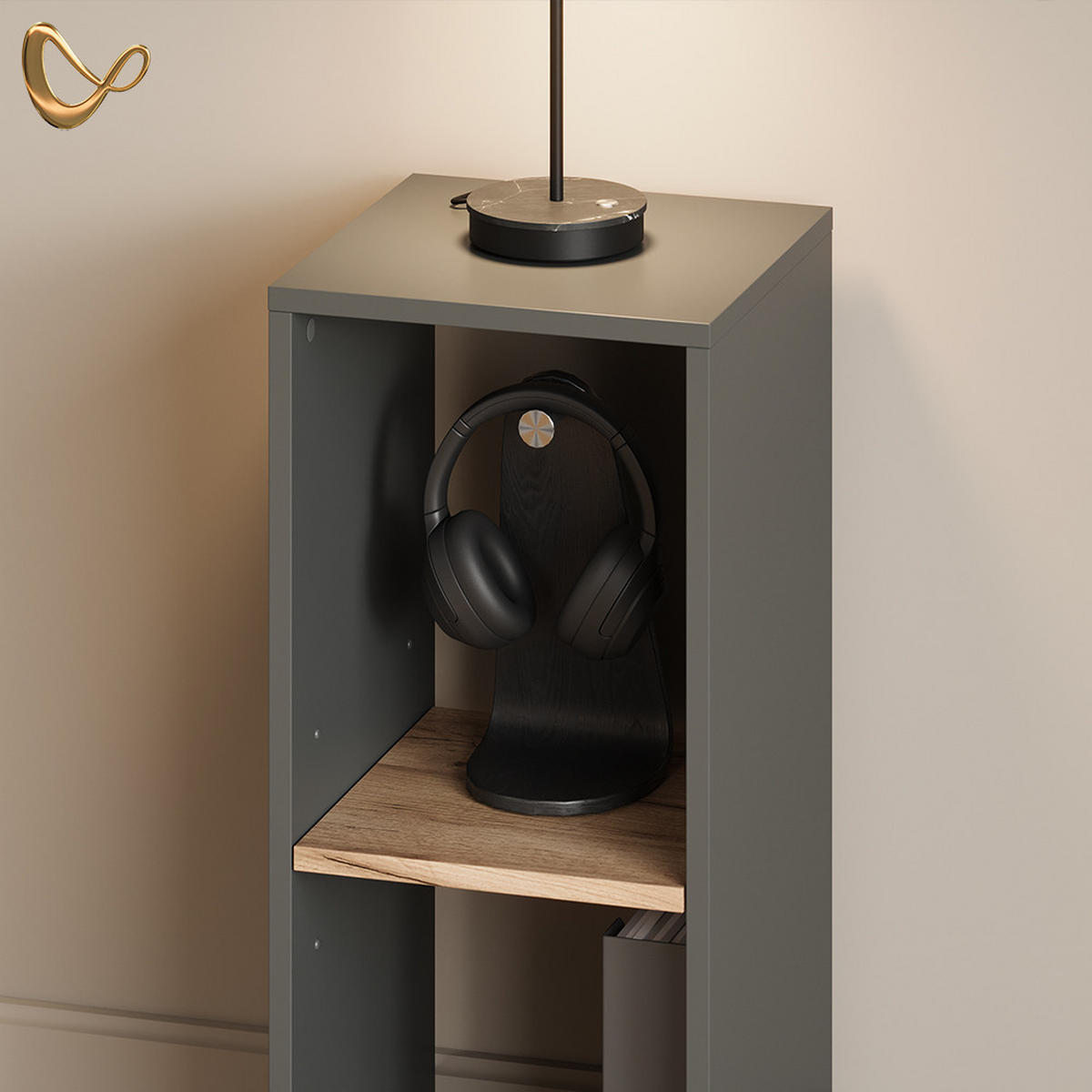 BÜCHERREGAL Lorena Anthrazit/Goldkraft Eiche mit 2 Fächern - Anthrazit, Holzwerkstoff (30/74/30cm) - Livinity®