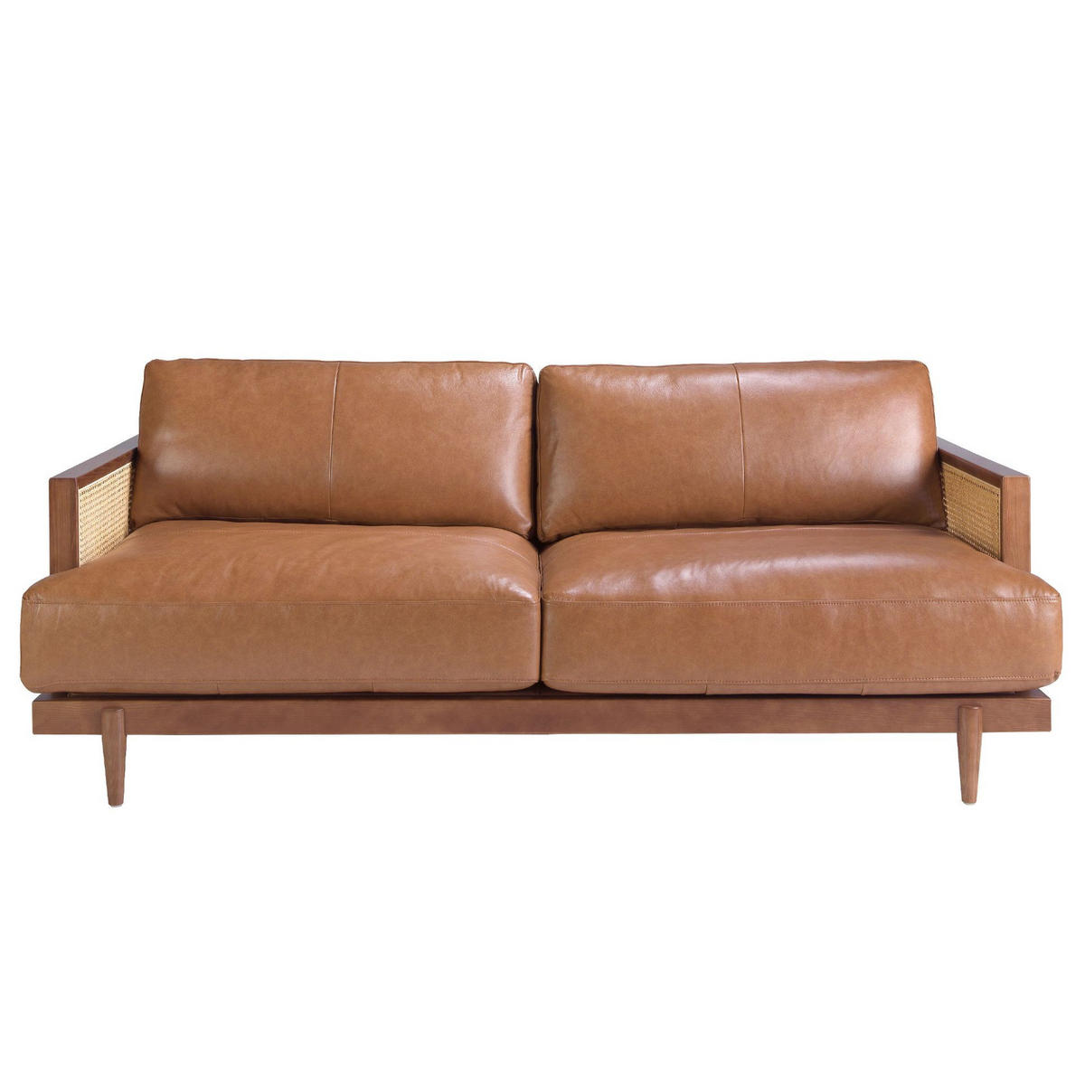 SOFA 3-Sitzer-Sofa aus braunem Leder 205/96/83 cm - Walnussfarben/Braun, Leder (205/83/96cm) - ANGEL CERDA