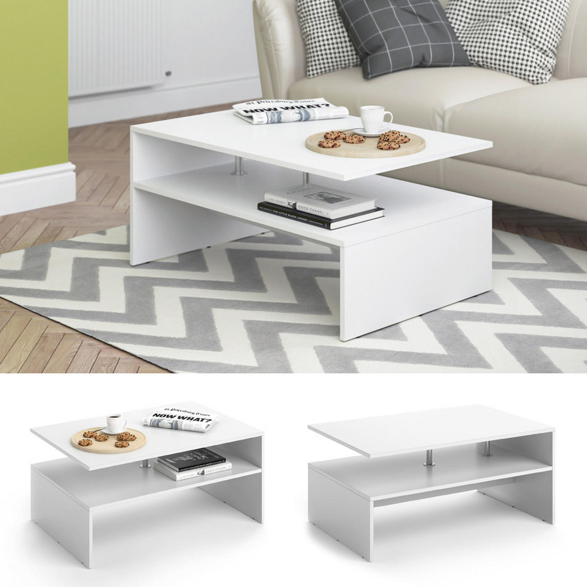 COUCHTISCH Amato Weiß 90 x 60 cm - Weiß, Holzwerkstoff (60/90/42cm) - Vicco