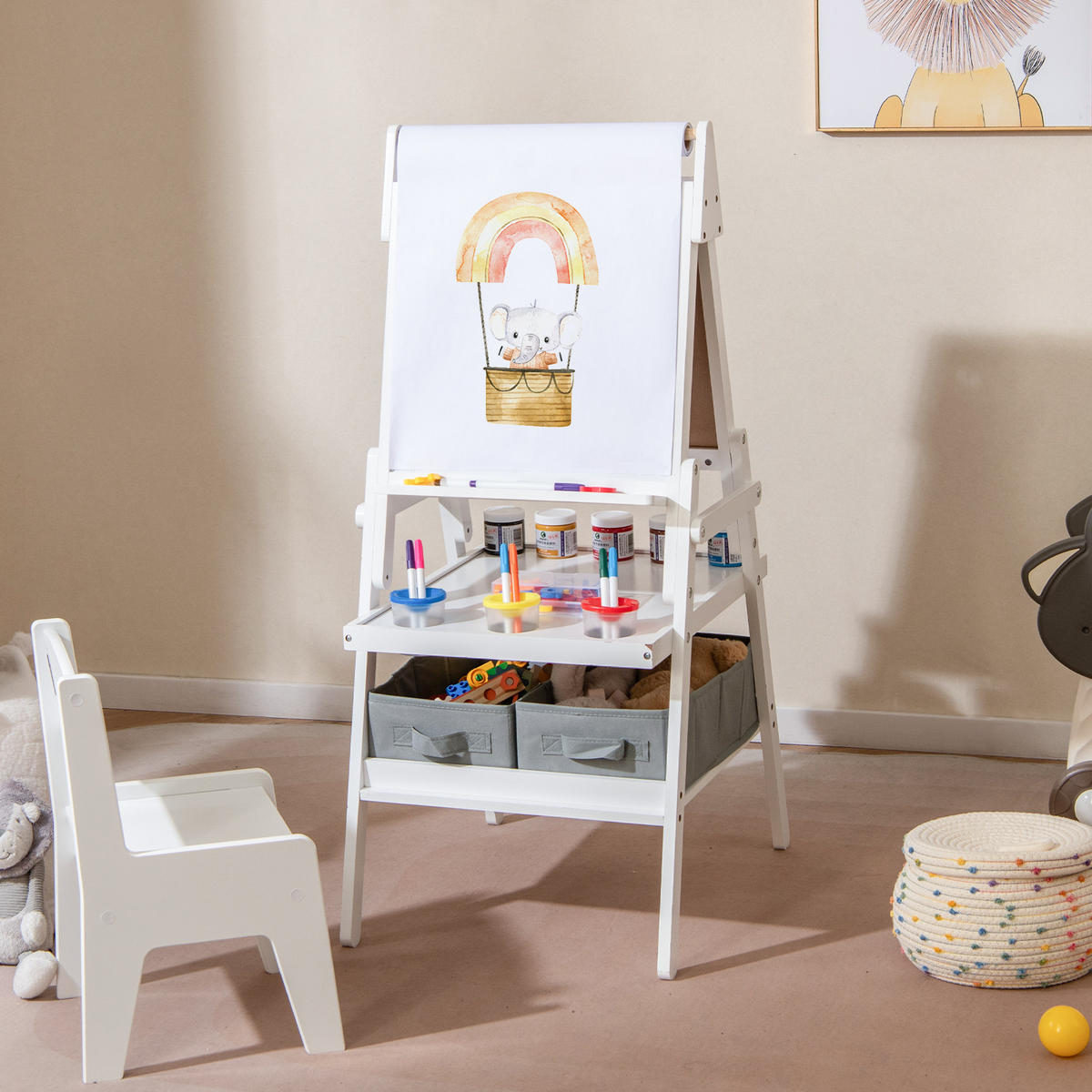 KINDERSTAFFELEI Weiß - Weiß, Holzwerkstoff (46/101.5/54cm) - COSTWAY