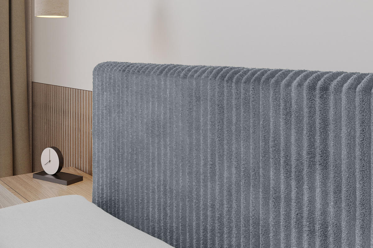 BOXBETT mit Matratze H3 und Lattenrost - TOLO-Z - 140x200 Cord - Grau - Grau, Holzwerkstoff (140/200cm) - ALTDECOR