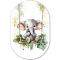 WANDBILD Elefant - Tier - Kinder - Dschungel 60x90 cm - Hellgrau, Kunststoff (60/90cm) - MuchoWow