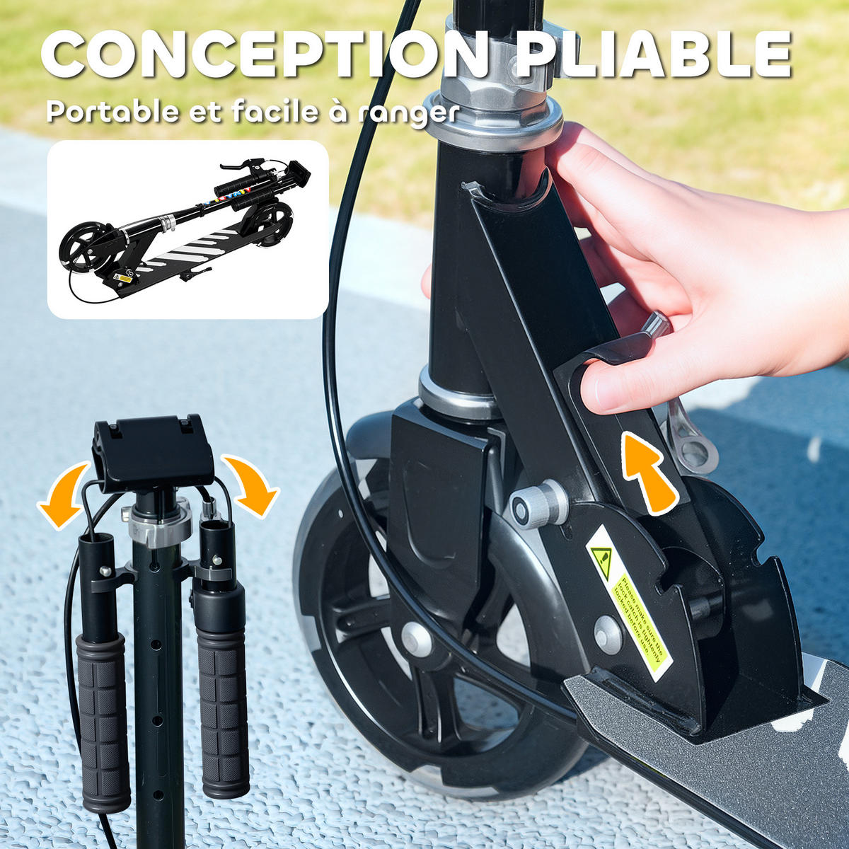 KINDERSCOOTER DE-16975 2 Räder klappbar mit LED-Leuchten Schwarz - Schwarz, Kunststoff (73/36/89cm) - ComfortXL